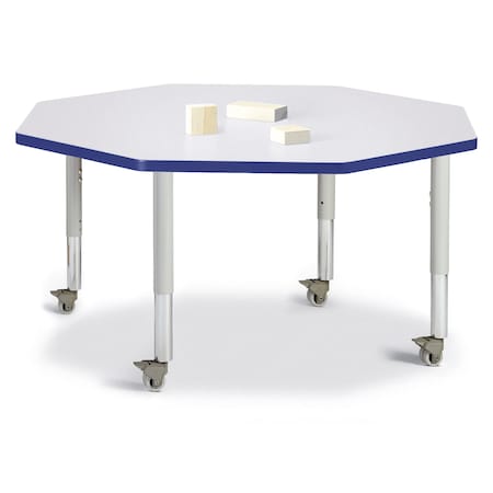 Jonti-Craft Berries Octagon Activity Table, 48 in. x 48 in., Mobile, Freckled Gray/Blue/Gray 6428JCM003